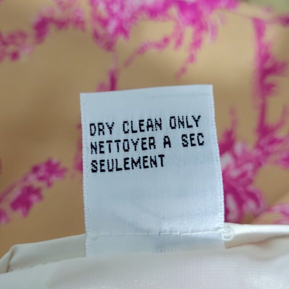 NWOT Talbots Sz 10 Petite 100% Silk Peach Pencil Skirt Pink Peacock Floral Print - Picture 9 of 11